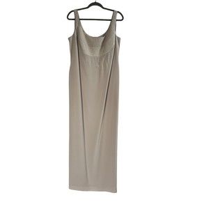 Daymor Couture Beige Beaded MOB Bridesmaid Long Formal Dress - Size 18